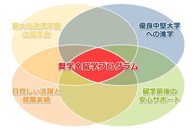 奨学金留学プログラムの4大特徴